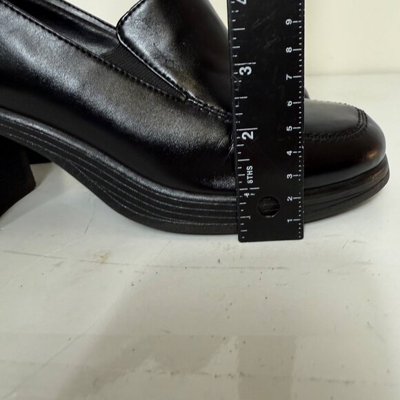 Route 66 Black Chunky Heel Loafers Vintage Y2k Platform Shoe Size 8.5 Slip On - Picture 12 of 16